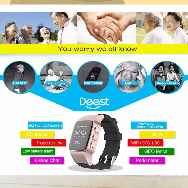 Смарт часы ADSUMAD D99 с GPS трекером для пожилых людей Android Google Map SOS GSM LBS Wifi|smart watch|gps tracker