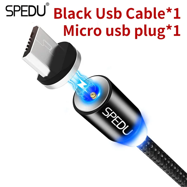 Зарядное устройство для телефона, spedu автомобильное зарядное устройство USB Магнитный кабель для iPhone X 8 7 Plus Samsung Galaxy S8 Xiaomi mi6 Redmi 4x leagoo S9 - Цвет: Micro usb Black