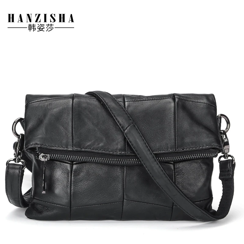 

2018 New Brand Natural Leather Sheepskin Women Messenger Bag Fashion Patchwork Pattern Women Crossbody Bag Clutch bolso mujer