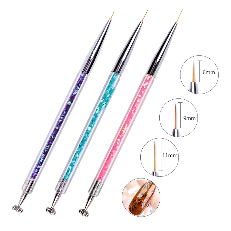 

6/9/11mm Nail Art Cat Eye Brush Flower Magnet Double Head Pen for All 3D Magnetic Cat Eye Gel Polish Dual End Lining Tool New