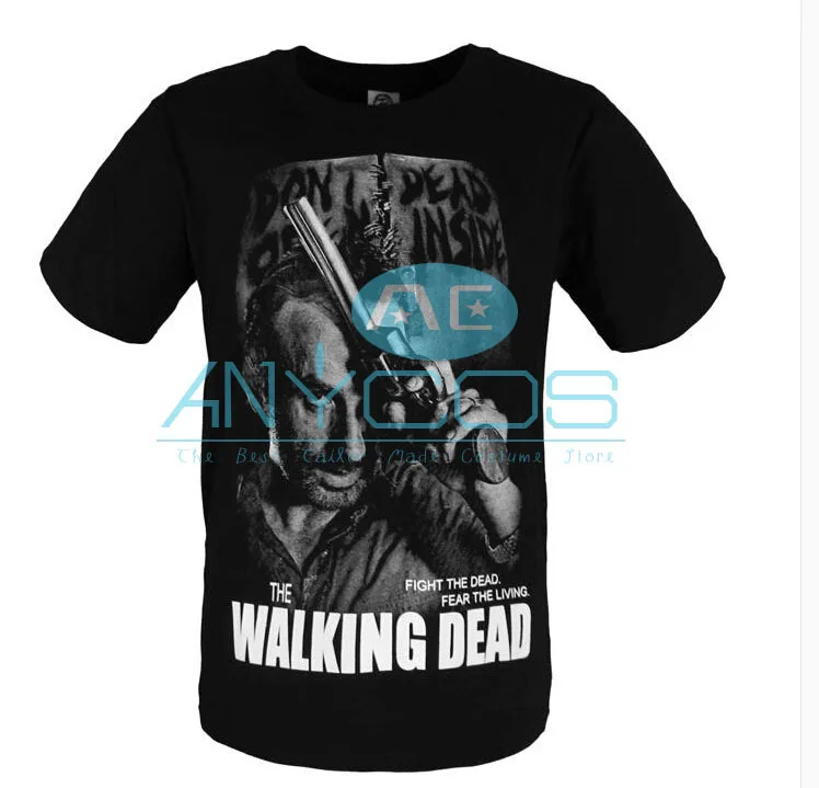 The Walking Dead Футболка Мужчин Черный С Коротким Рукавом Летом Футболка Печати Шею Косплей Костюм Размер S-5XL
