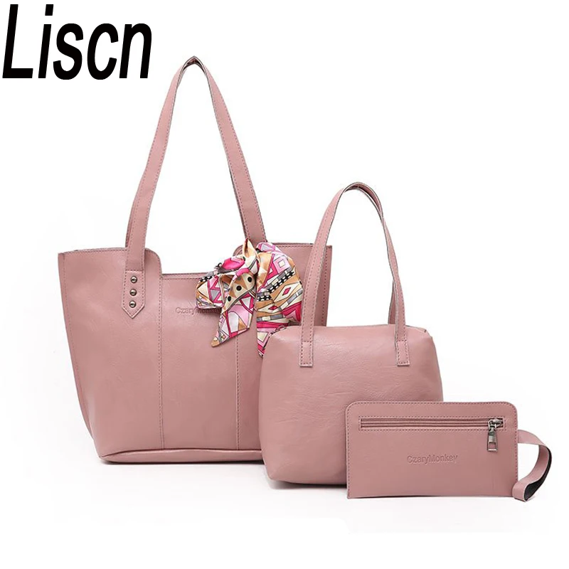 

3 piece set / Pcs handbag 2018 new fashion wild casual daughter bag ladies PU leather handbag ladies handbag large capacity