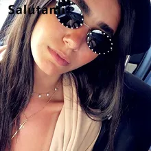 Женские солнцезащитные очки без оправы, овальная оправа, Кристальные, черные, Маленькие стразы, солнцезащитные очки, женские, шикарные, сексуальные, очки Ins How Shades