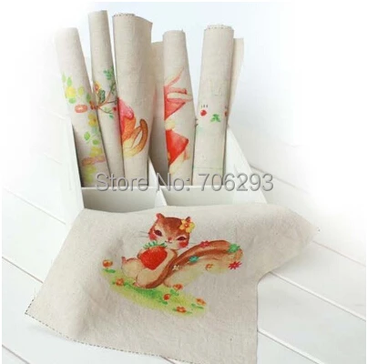 

Hand dyed 6Assorted Cotton Linen Printed Quilt Fabric For DIY Sewing Patchwork Home Textile Decor 20x20cm cute rabbit