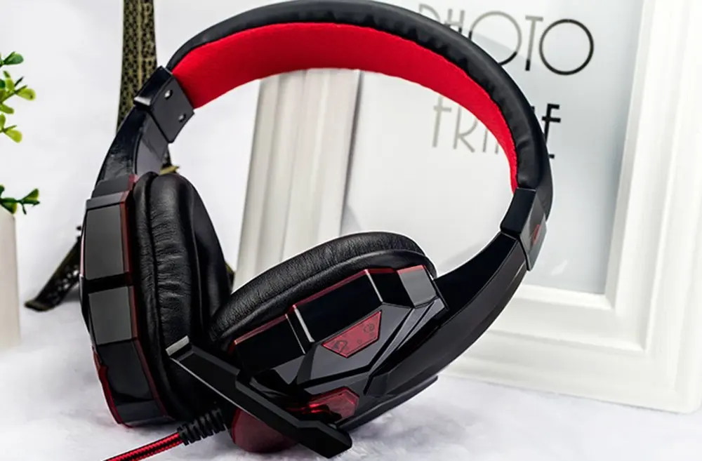  BALIYIN HiFi Gaming Headset Wired Bass Stereo with Microphone for Dota CF LOL Red