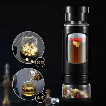 

400ml 500ml Tea Strainer Glass Bottle High Quality Glass Water Bottle with Tea Filter Heat-resisting Pink Household Items W5B045