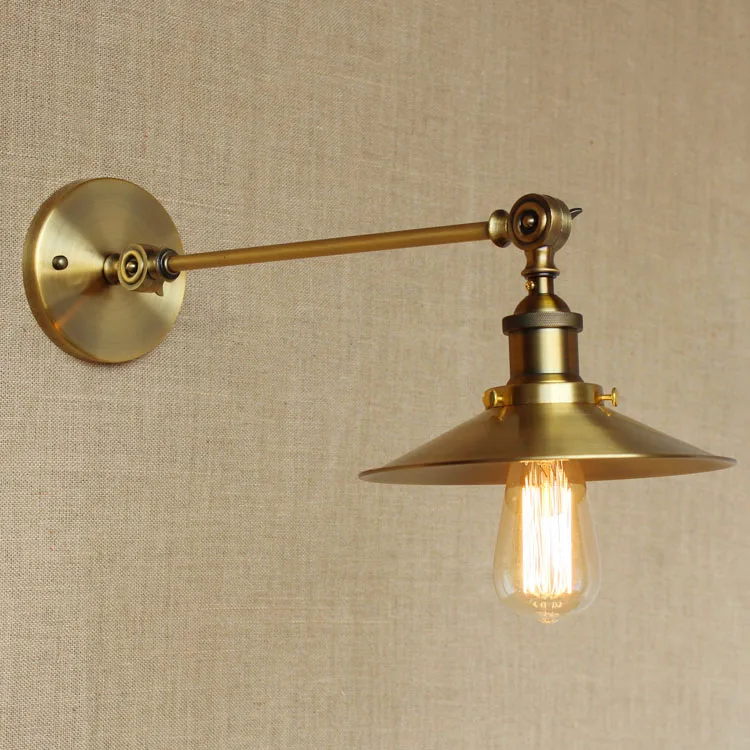

IWHD RH Retro Vintage Wall Light LED Gold Lampshade Loft Swing Long Arm Wall Lamp Edison Arandela Lampara Pared