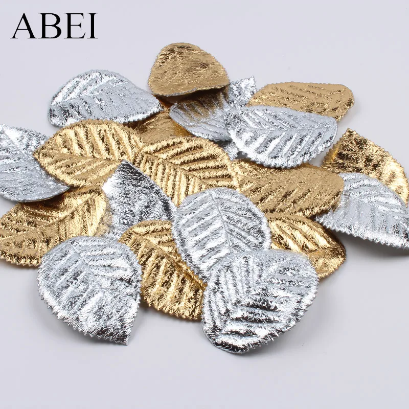 50pcs Double Sides Gold Silver Leaves High Quality Foam Soft leaf For Handmade Crafts DIY Scrapbook Christmas Gift Wedding Decor