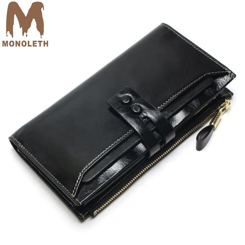 

MONOLETH 100% Genuine Cow Leather Purses Lady & Women Wallets High Quality Long Design Clutch Fashion Female Purse