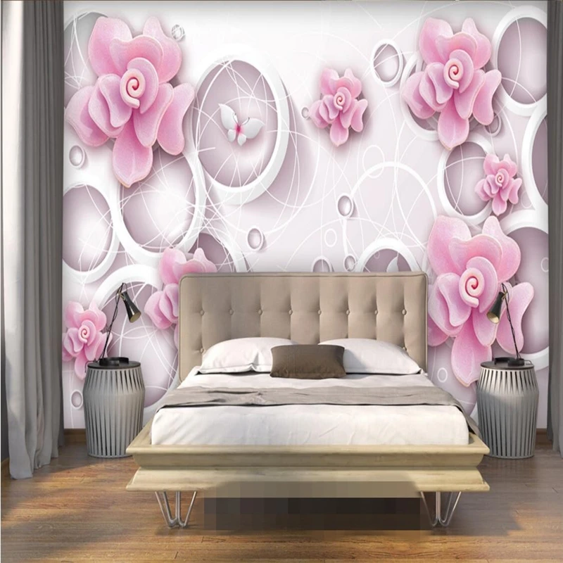 

beibehang Custom Photo Wallpaper 3D Fresco Wall Sticker 3D European Style Palace Wind Jewelry Flower Circle TV Background Wall