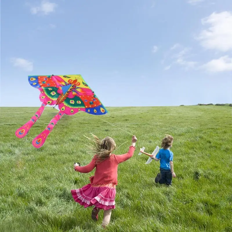 90x50 см Яркая Ткань Красочные бабочки воздушный змей открытый складной дети Змеи Дети Смешной Спорт игры игрушка
