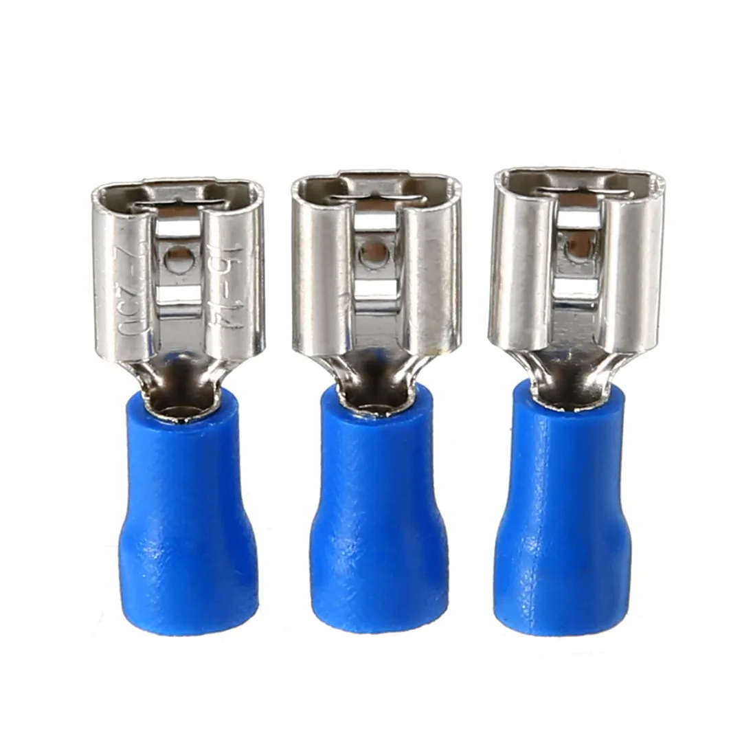 50pcs FDFD2-250 Female Spade Insulated Crimp Terminal Electrical Wire Cable Connectors 1.5-2.5mm2