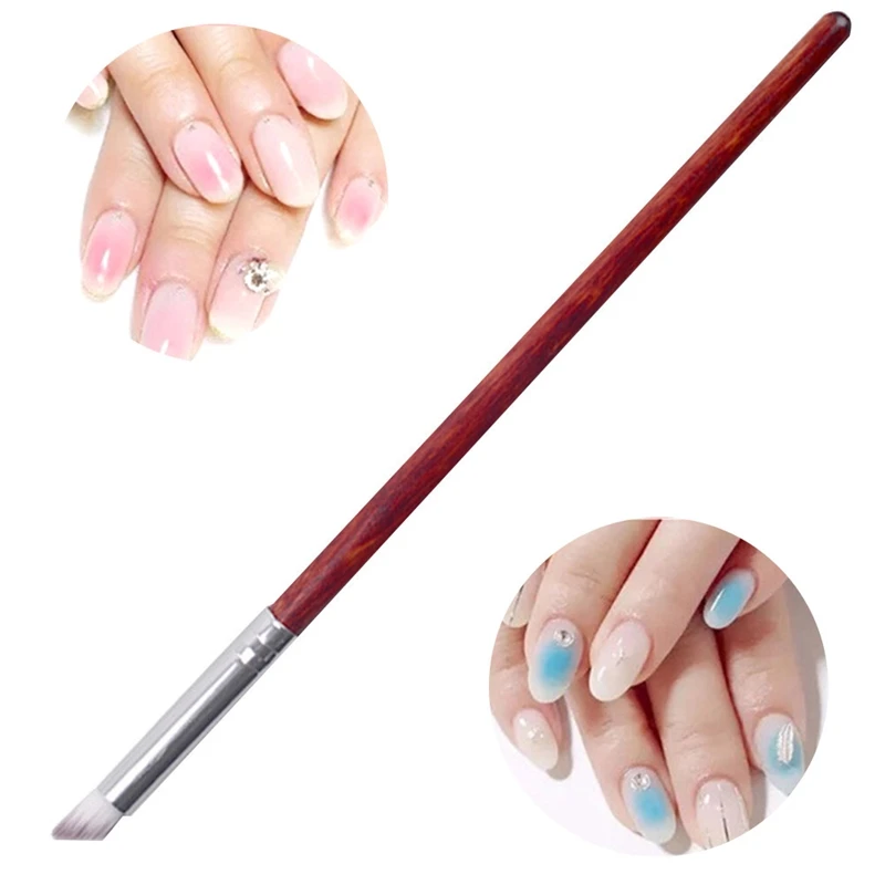 1Pc Nail Art Gradient Dizzy Dye Brush Wood Handle Oblique Brushes Gel Polish Color Change Angle