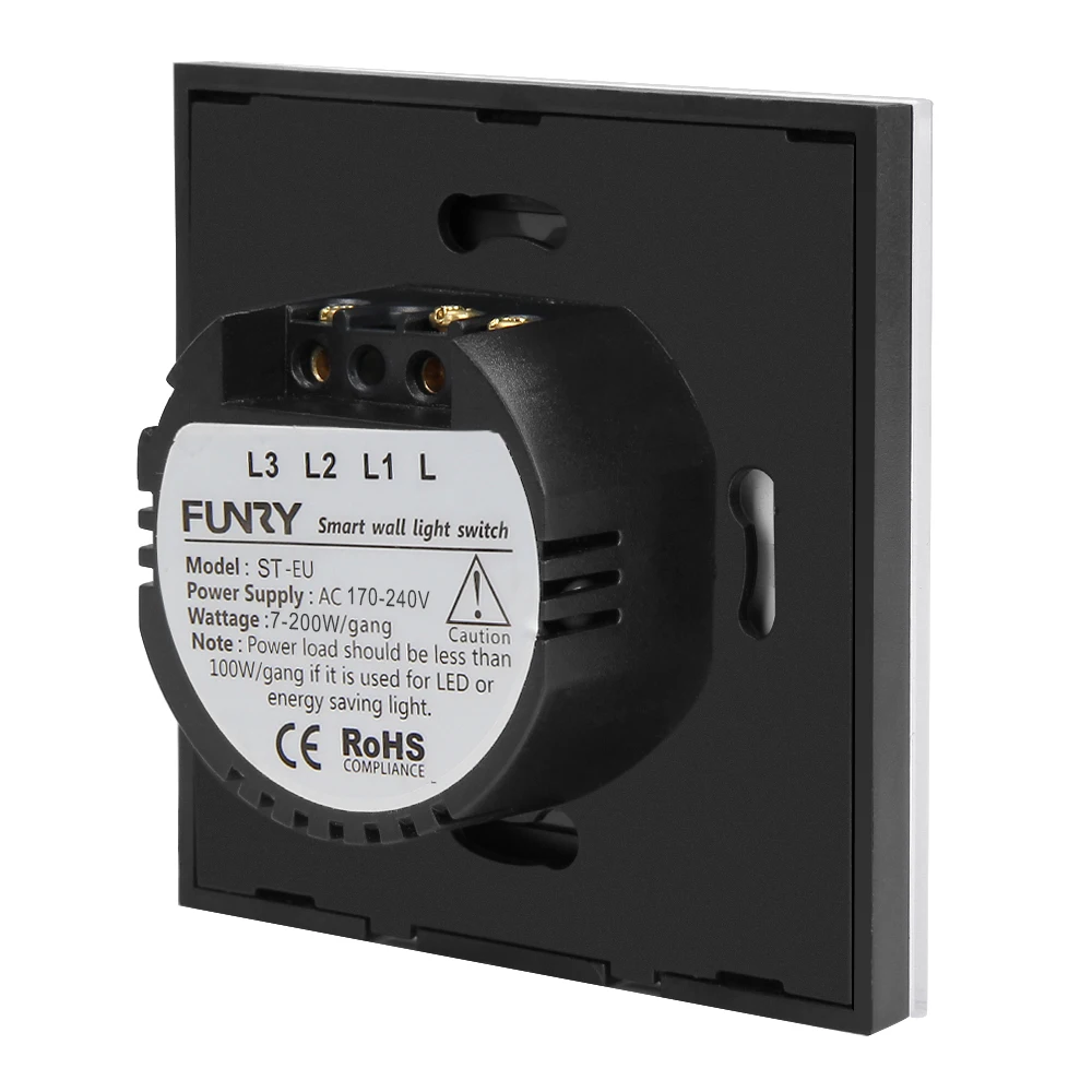  FUNRY EU Standard 2 Gang 1 Way Touch Switch Fireproof Crystal Glass Switch Panel LED Smart Home Lig - 32833492625