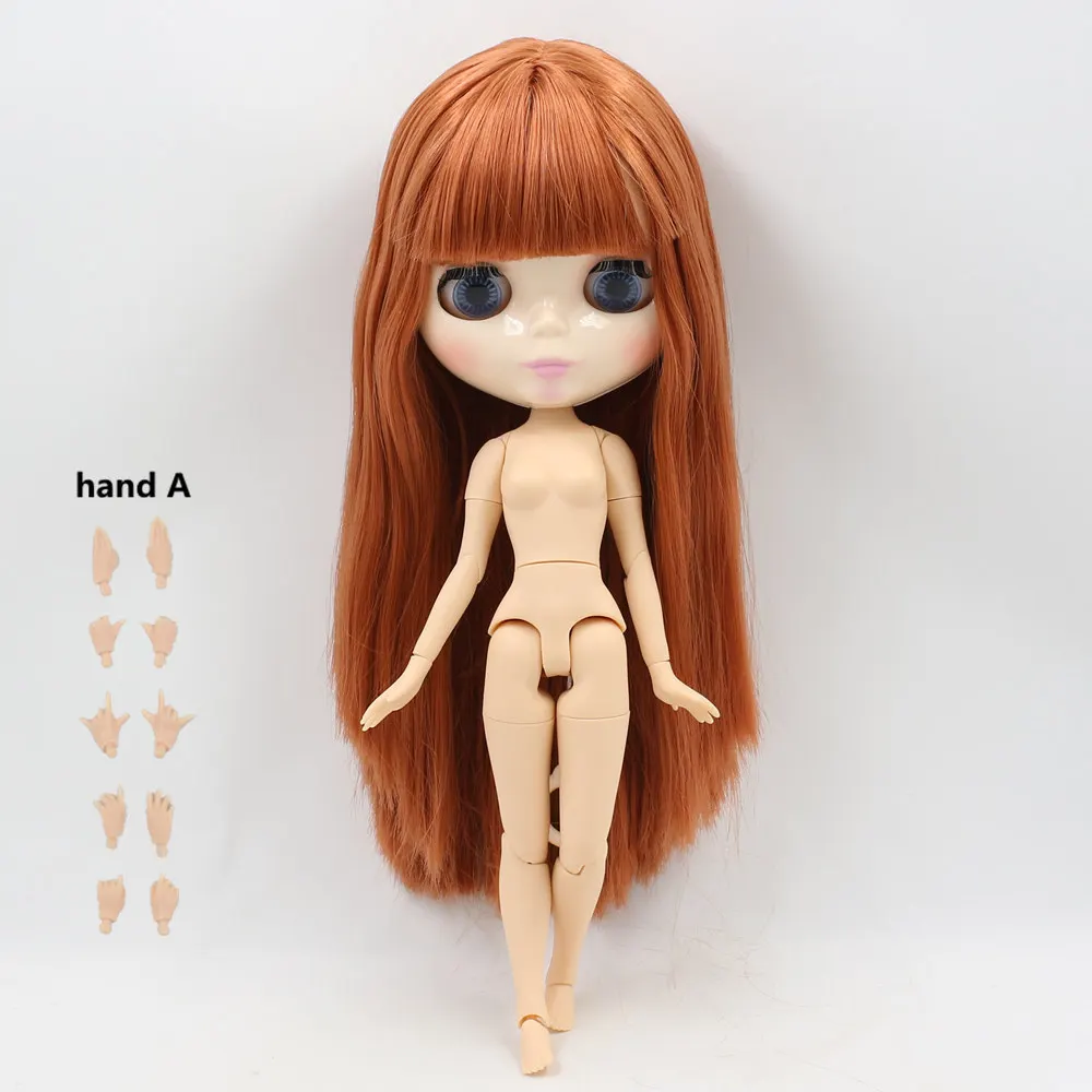 Blyth кукла шарнир тело красный коричневый волосы с челкой подходит DIY bjd blyth куклы для продажи - Цвет: doll with hands A