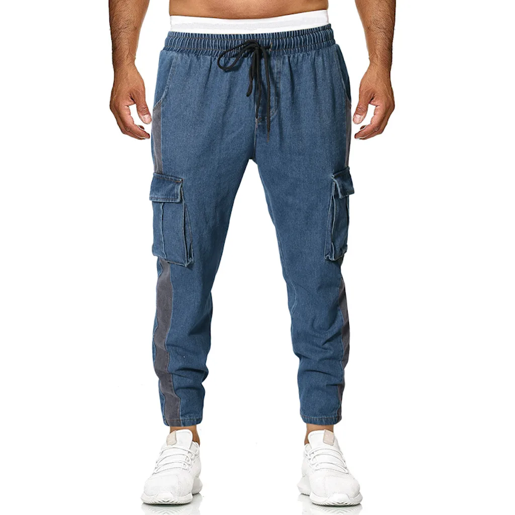 Уличная бегунов Мужские штаны модные мужские повседневные джинсы разрушенная деним до колена отверстие брюки без лишних деталей pantalones hombre