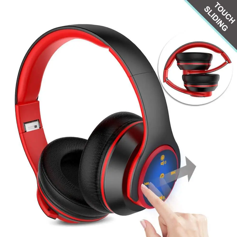 Over Ear Touch Control Foldable Bluetooth Headphones Wireless Headset Deep Bass Noise Cancelling with Built-in Microphone | Электроника