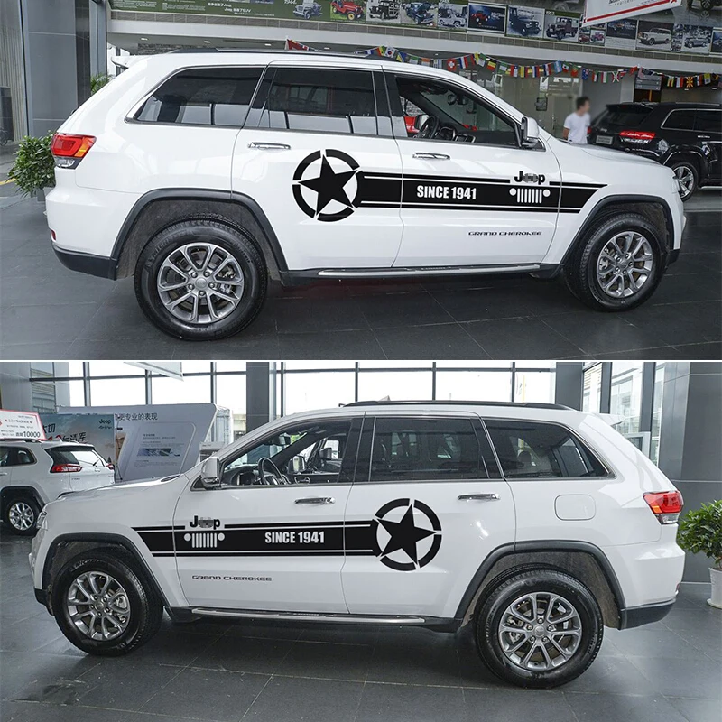 

JHO Customized Whole Car Body Stickers For Jeep Grand Cherokee 2014-2018 2015 2016 2017 Drawing Lines Decal Vinyl Car Styling