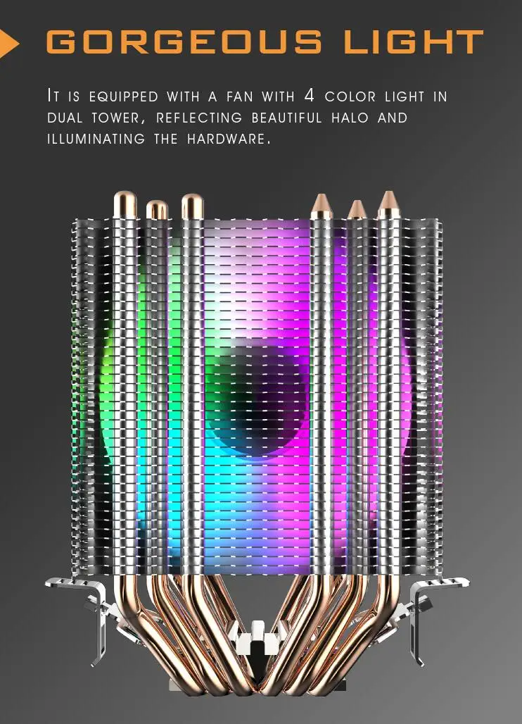 Darkflash وحدة المعالجة المركزية برودة 6 Heatpipes مع led مروحة 3pin 90 مللي متر وحدة المعالجة المركزية مروحة 3 المشجعين يمكن ins للكمبيوتر 775/LGA/2011/115x/1366 AM2/AM3