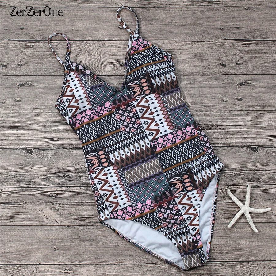 

Women Swimsuit Print One Piece Swimsuit Swimming Suit Swimwear Bodysuit 2018 New Push Up Bathing Suit One Piece Suit Monokini
