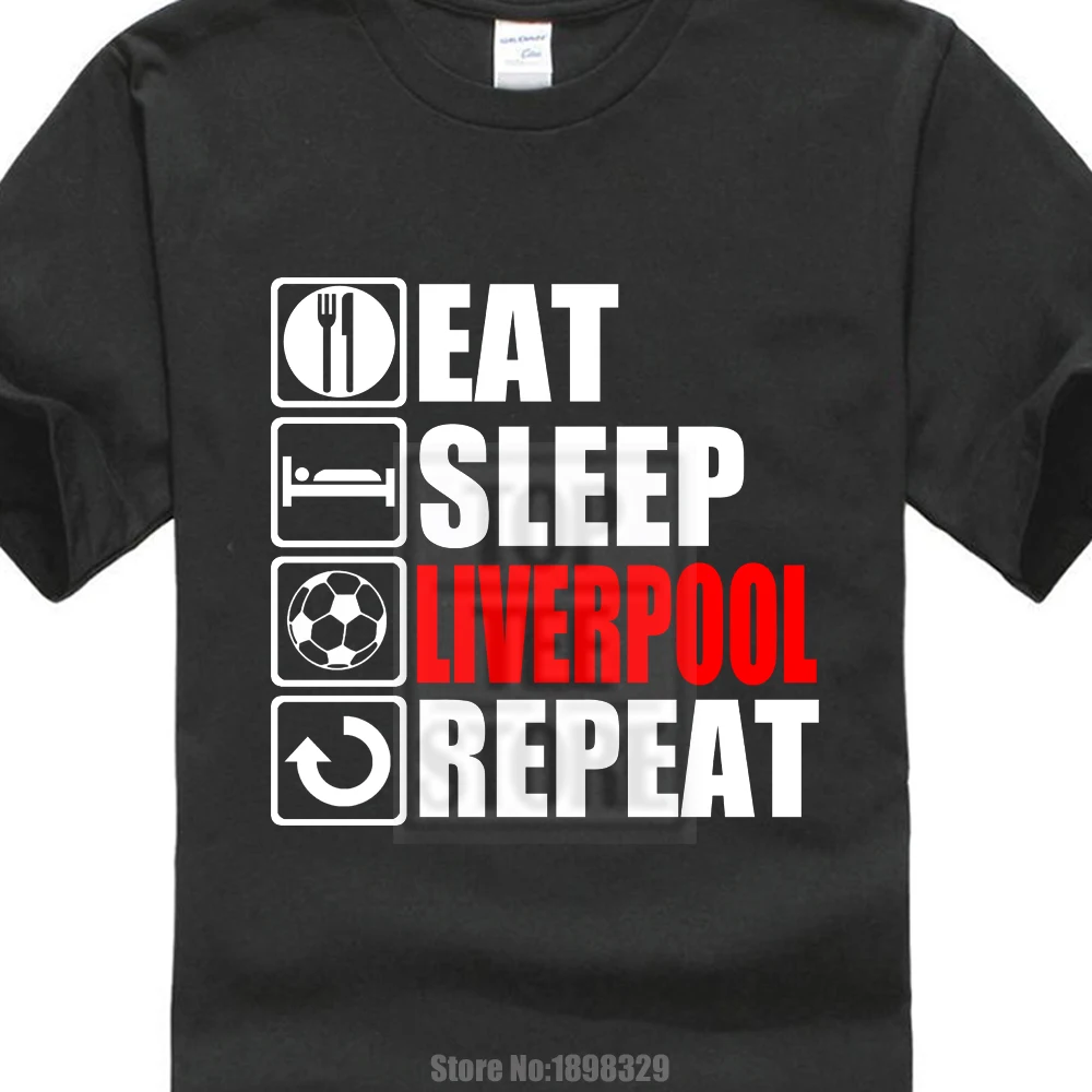 

Eat Sleep Liverpool T-shirt - Funny Footballer Fan Christmas Gift Top