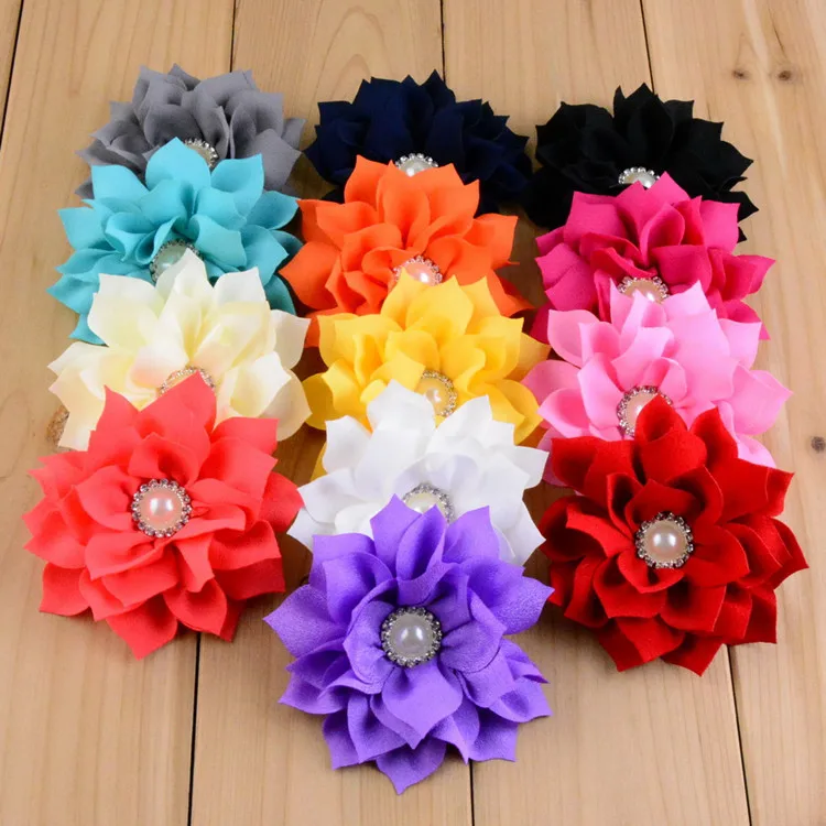

Trail Order 3.5" Winter Fabric Flower With Starburst Rhinestone Girl Hair Accessories Free Shipping 20pcs/lot FH53