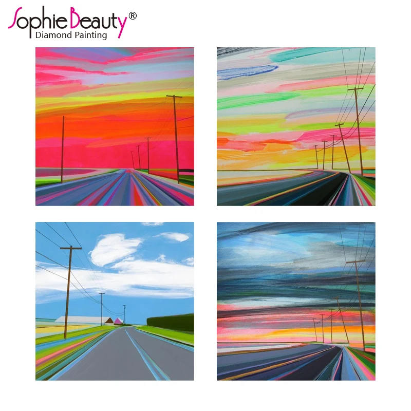 

Diy diamond painting cross stitch colorful sky road full square diamonds mosaic of rhinestones diamond embroidery handmade kits