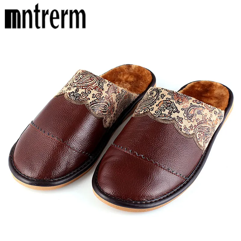Mntrerm 2017 Real Leather Autumn Winter Men Shoes Warm Breathable Home