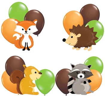 

1set Big Animals Jungle Raccoon Fox Foil Balloons Helium Cartoon Happy Birthday Party Balloon Baby Shower Decorations Kids Toys