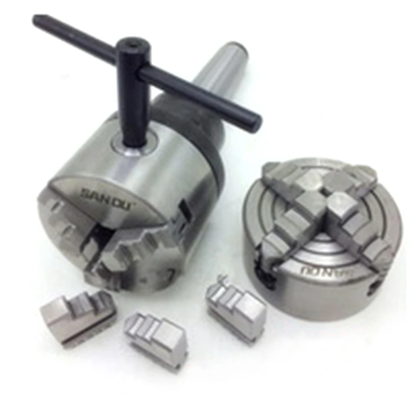 Morse taper NO.2 Tailstock Rotary 4th Axis Nema23 Stepper Motor 4 Jaw