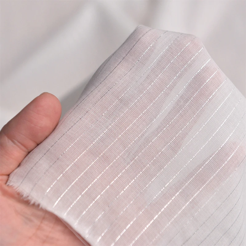 Thin Pure Cotton Fabrics with Fine Silver Stripesin Fabric from Home & Garden on