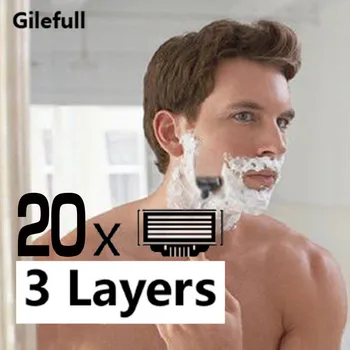 

20pcs 3 Layers Razor Blade Men Face Razor Blades Replacement Blades Male Manual Razor Blades for Gillettee Mach 3