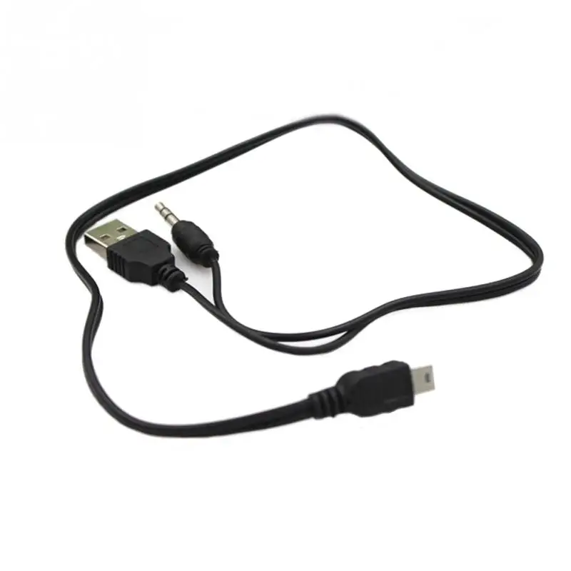 2 in 1 USB Cable Jack 3.5mm AUX Cable+USB Male Mini USB 5 Pin Charge for Bluetooth Player