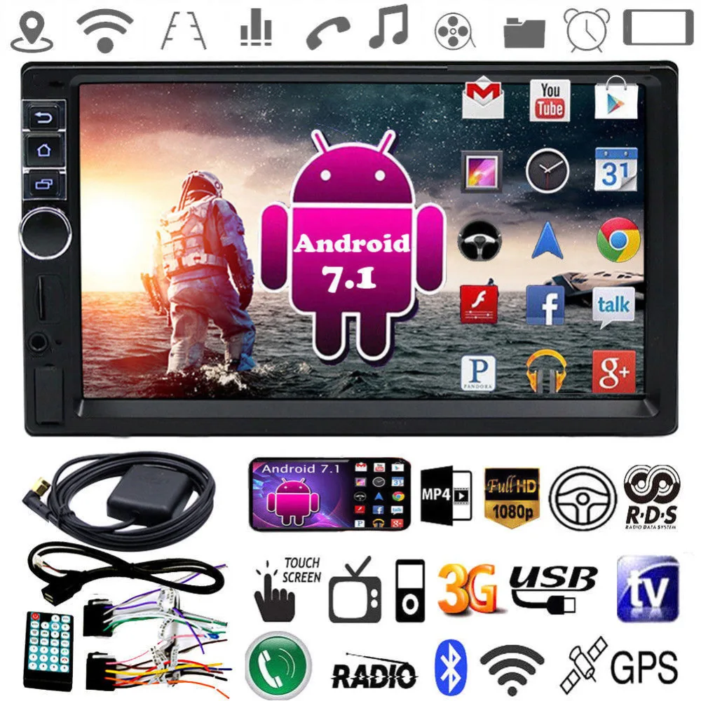 

7740 2 Din Car MP4/MP5 Player 7inch Touch Screen With Radio GPS Function SD USB AUX Rear View Steer Wheel Control Car Player