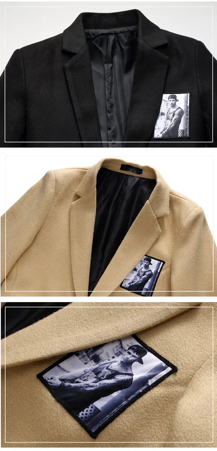 Новая мода, мужское шерстяное теплое осенне-зимнее шерстяное пальто, мужская деловая Повседневная тонкая ветрозащитная куртка, длинное корейское пальто для мужчин