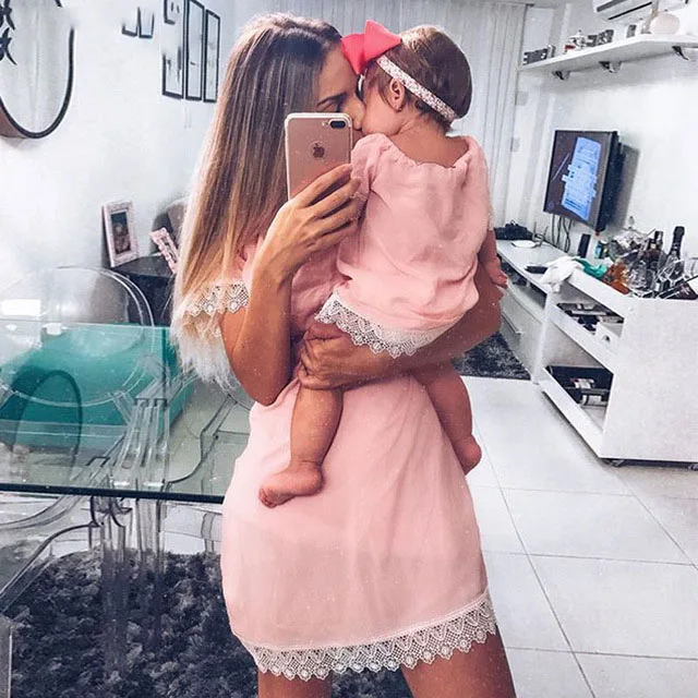 

mother daughter dresses Solid Fashion for mommy and me clothes family look mom baby elegant dress matching outfits summer