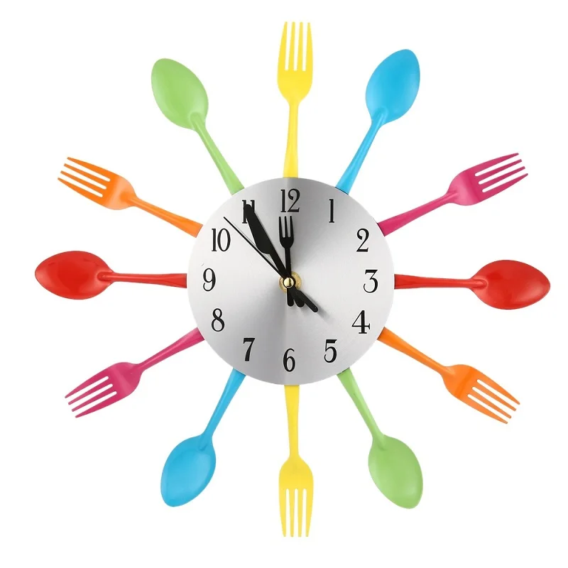 Digital Stainless Steel Knife Fork Modern Design Wall Clock Large Digital Stainless Steel Knife Fork Modern Design Wall Clock Large Kitchen Watch Clocks Quartz For Home Office Decoration In From