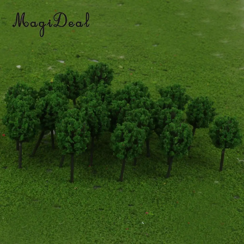 50Pcs 1/300 Scale 4cm Dark Green Model Trees Z Scale Train Street Park Countryside Model Building Scenery Landscape 4Colors