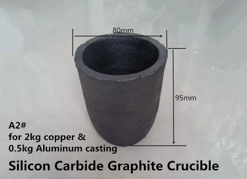 

A2# Silicon Carbide Graphite Crucible 2pcs for 2kg copperr & 0.5kg aluminum melting /induction melting crucible