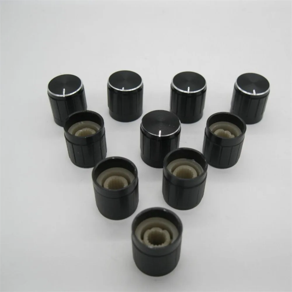 moleteado Eje Potenciómetro Fo 10 control de volumen rotativo Perillas Negro Para 6mm Diámetro