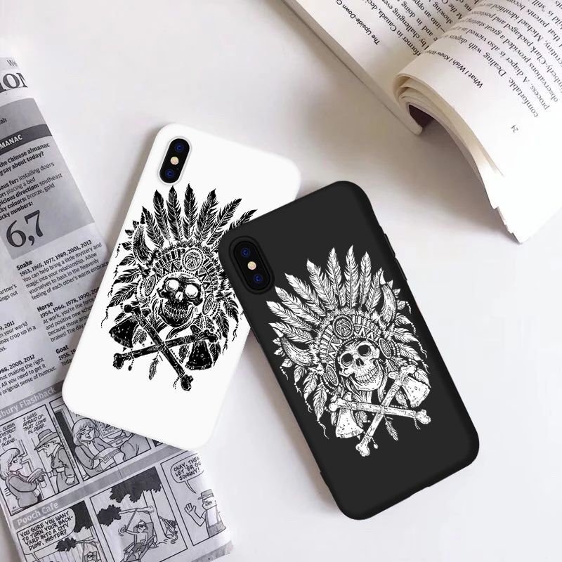 

Abstract Patterned Punk Skull Skeleton Phone Case For iPhone 5 SE XS XR 6 6S Plus Soft Phone Cover For iPhone 8 7 Plus Max Xs