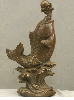 

Copper Crafts decoration Fine Buddha Brass Chinese China Folk HandMade Old Brass Bronze Statue Lucky Carp Koi Sculpture