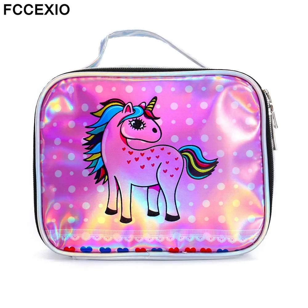 

FCCEXIO Hologram Bag Laser Handbag Women's Makeup Bag Unicorn Cute Cosmetic Cases Holographic Beauty Toiletry Bag Travel Neceser