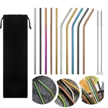 10 шт соломинки для напитков из нержавеющей стали многоцветные многоразовые соломинки для напитков для стаканчиков холодных напитков Лучшая цена