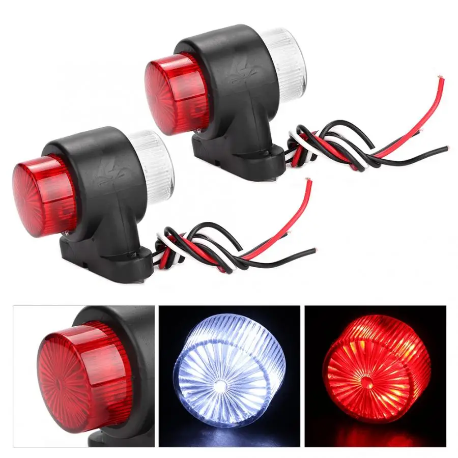 

2Pcs 12V-24V LED Side Marker Light Signal Indicator Lamp for Trailer Truck Red White LED Color
