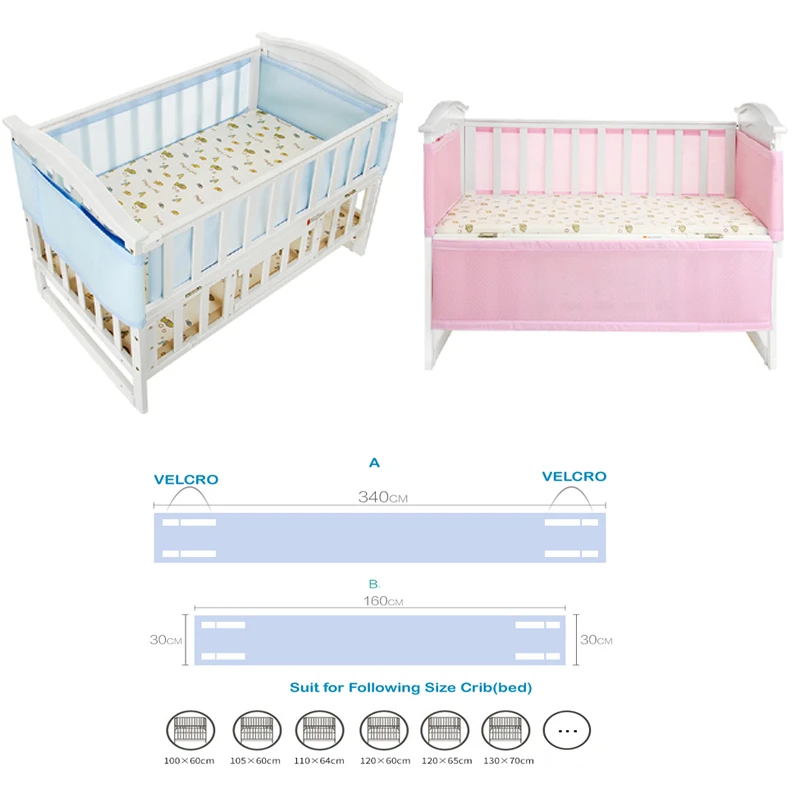breathable baby solid mesh crib liner