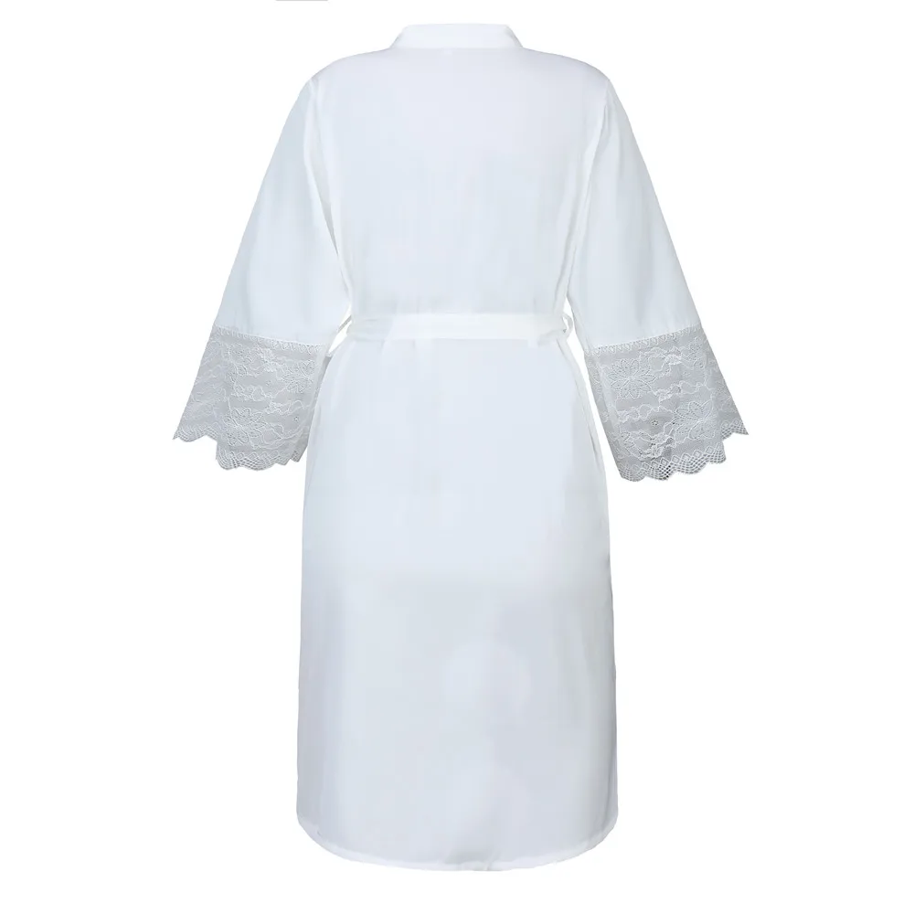 Сексуальные женские Кружево Satin Robe платье однотонные мягкие ночная рубашка кимоно халат пижамы свадебные туфли невесты Халаты