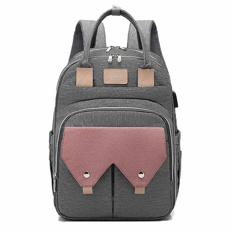 Сумка для подгузников, модная сумка для подгузников для мам, сумка для подгузников, брендовый Детский рюкзак для путешествий, органайзер для подгузников, сумка для кормления для детской коляски - Цвет: gray pink