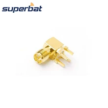 Superbat 20X РЧ коаксиальный обратный полярность под прямым углом тип SMA через отверстие PCB крепление с припоем пост разъем