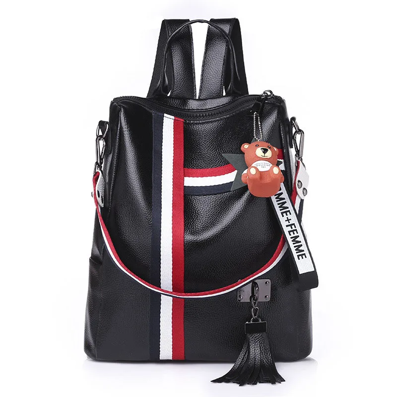 Сумки для женщин Ретро мода молния дамы рюкзак из искусственной кожи высокое качество школьная сумка для Молодежные сумки - Цвет: Черный